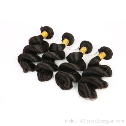 10A Brazilian Virgin Hair Bundles Bouncy Curly Loose Wave 100% Cuticle Aligned Wholesale Human Hair Weave  Bundles